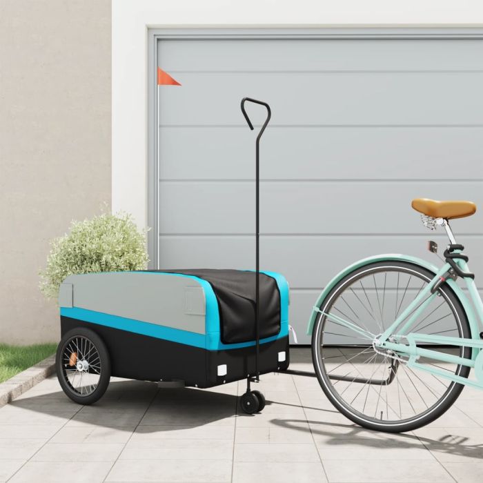 Bike Trailer Black and Blue 45 kg Iron