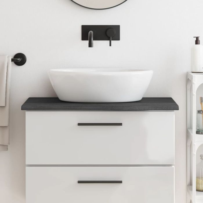 Bathroom Countertop Dark Brown 80x40x2cm Treated Solid Wood