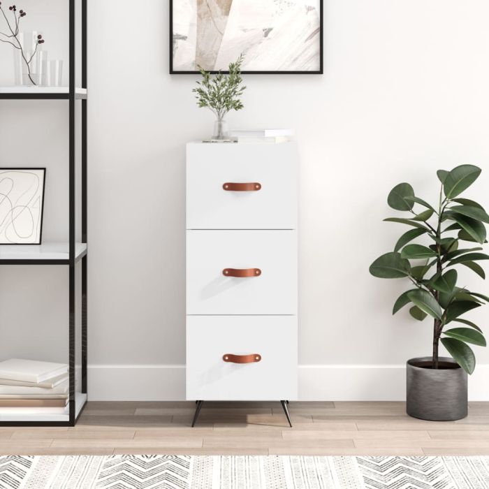 Sideboard High Gloss White 34.5x34x90 cm Engineered Wood
