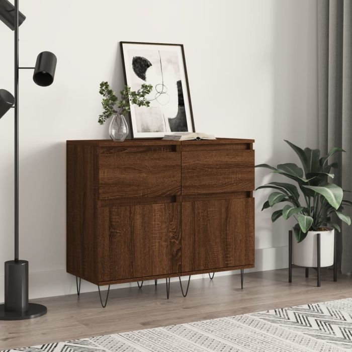Sideboards 2 pcs Brown Oak 40x35x70 cm Engineered Wood