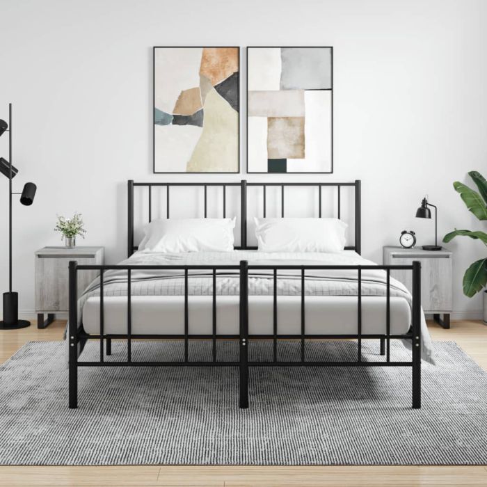 Bedside Table - ADRIAN Aven 2 Piece Nightstand Grey Sonoma 40cm