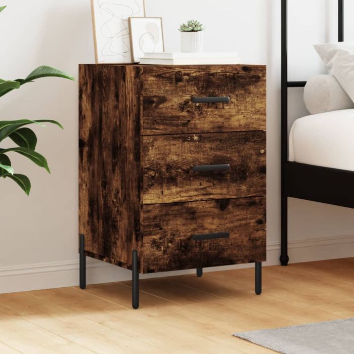 Bedside Table - LOWELL Dex Nightstand Smoked Oak 40cm
