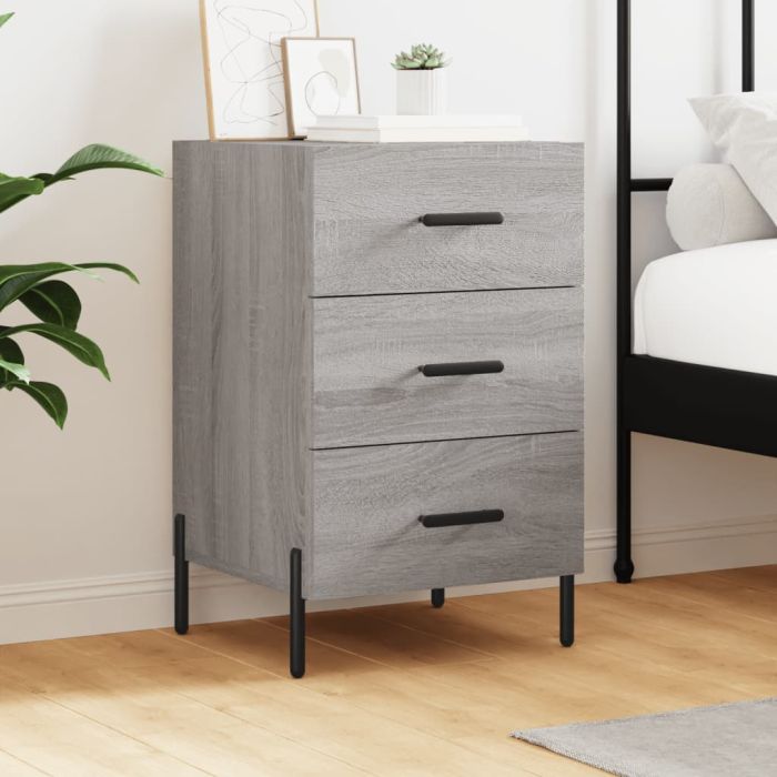 Bedside Table - LOWELL Jay Nightstand Grey Sonoma 40cm