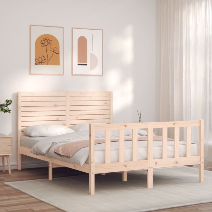 Bed Frame with Headboard 140x200 cm Solid Wood