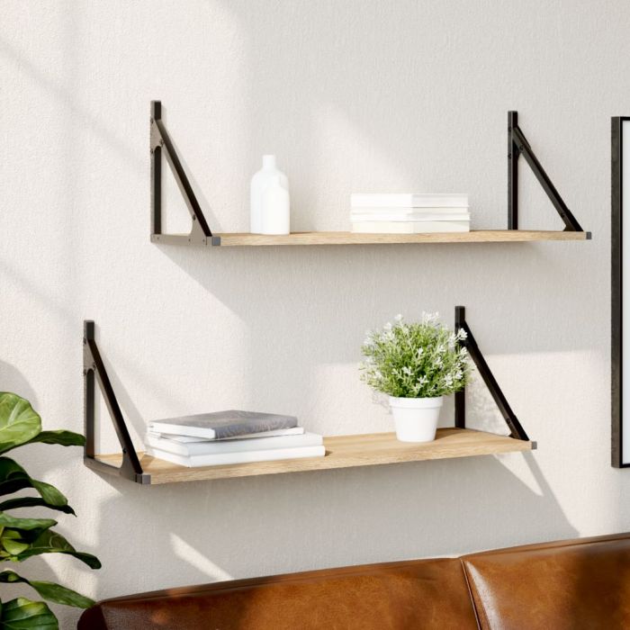 Wall Shelves 2 Pieces Sonoma Oak 80x25x25.5 cm Engineered wood