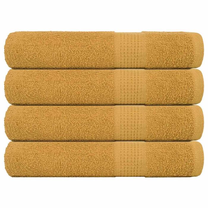 Towels 4 pcs Gold 100x200 cm 360 gsm 100% Cotton