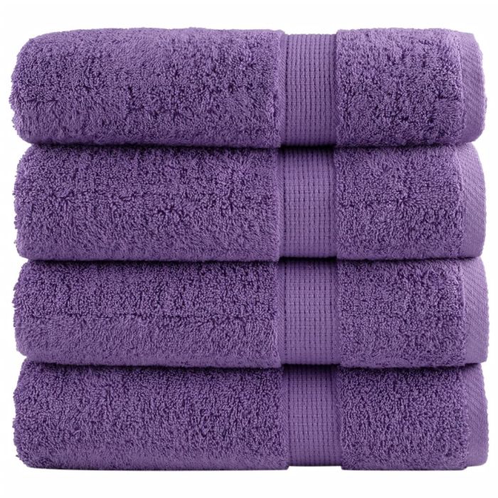 SOLMERE Premium Hand Towels 4 Pieces Purple 50x100 cm 600 gsm
