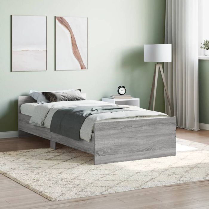 Bed Frame Grey Sonoma 100x200 cm Engineered Wood