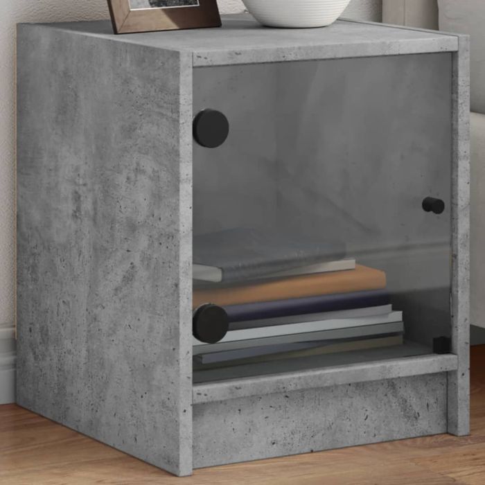 Bedside Table - LINDEN 2 Piece Nightstand Concrete Grey 35cm