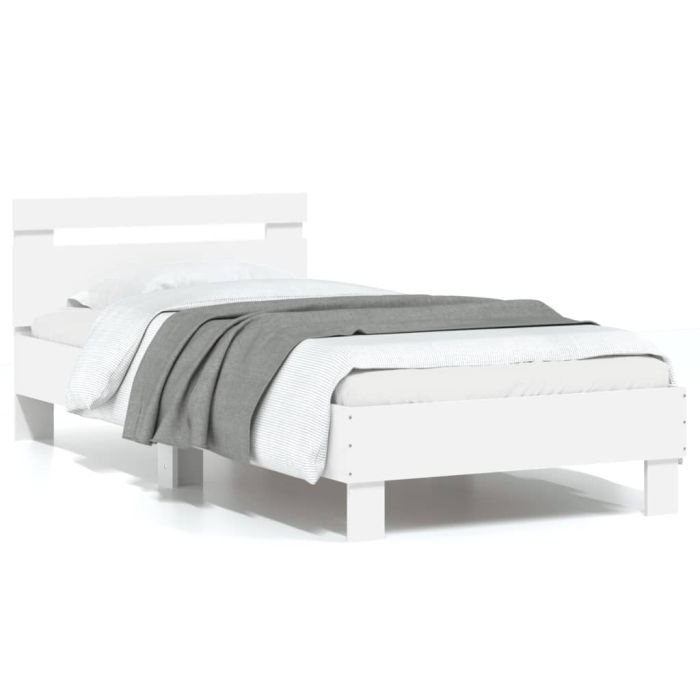 Bed Frame with Headboard White 90x200 cm Engineered wood