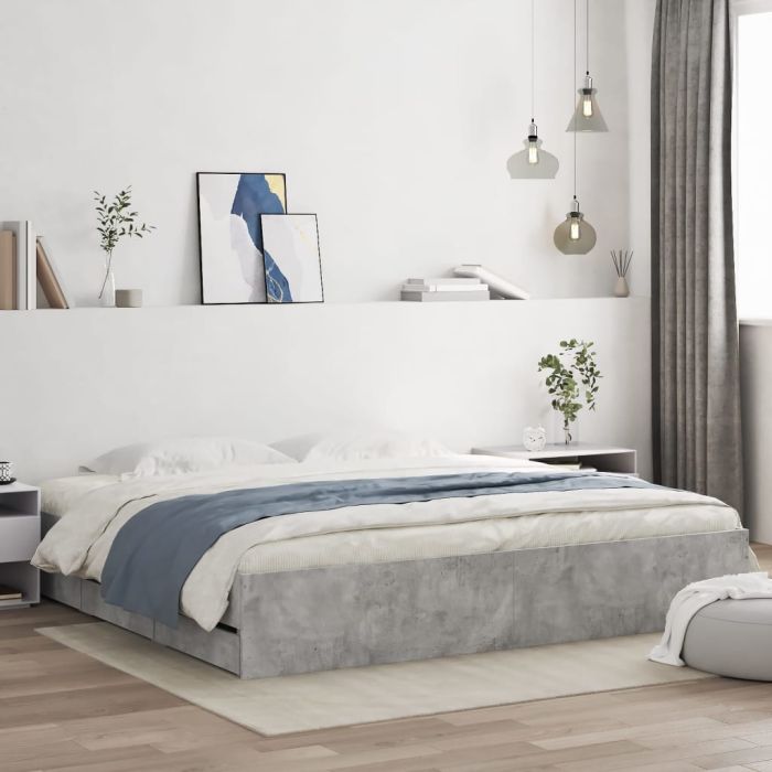 Bed Frame with Drawers Concrete Grey 160x200 cm Engineered Wood