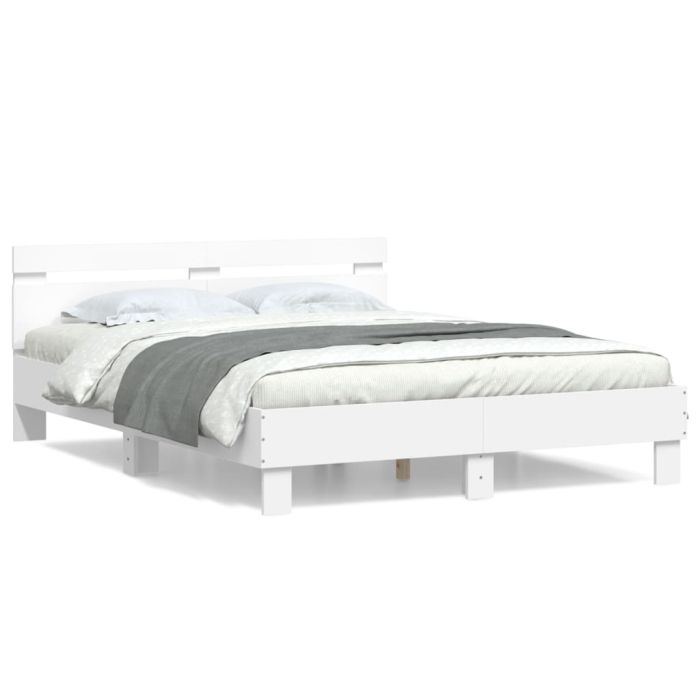 Bed Frame with Headboard White 140x200 cm Engineered Wood