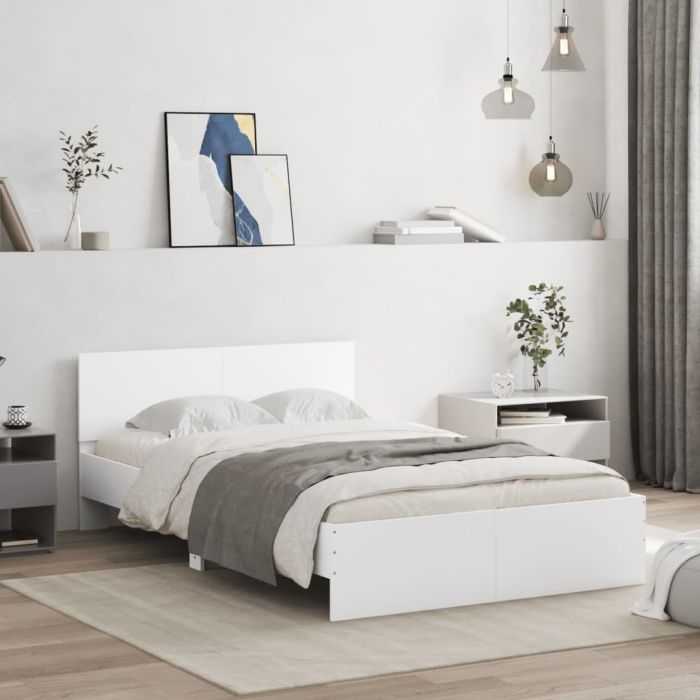 Bed Frame with Headboard White 120x200 cm