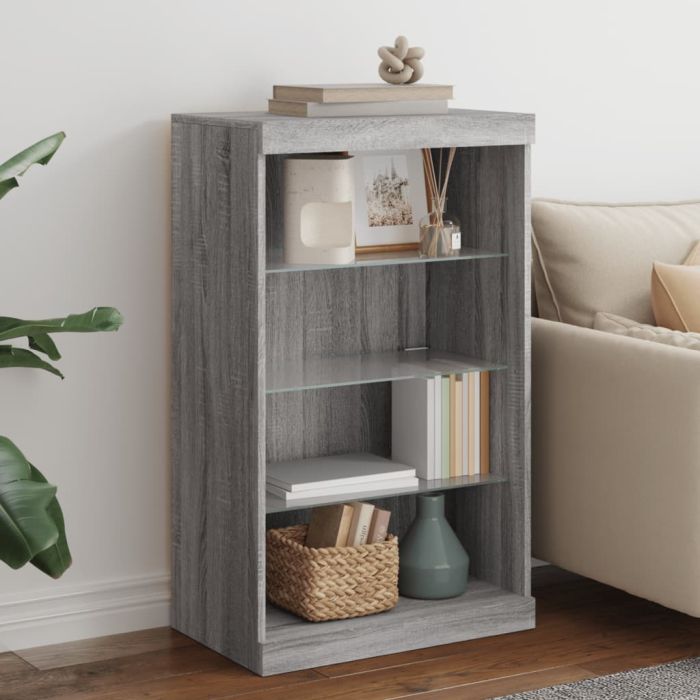 Sideboard with LED Lights Grey Sonoma 60.5x37x100 cm
