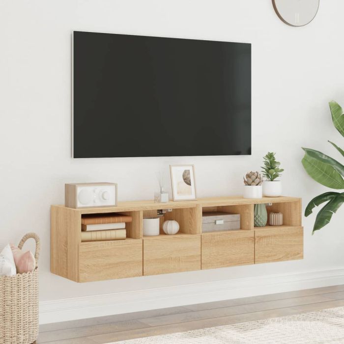 TV Wall Cabinets 2 Pieces Sonoma Oak 60x30x30 cm Engineered Wood