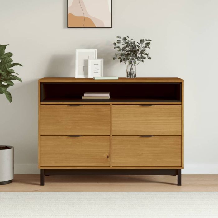 IDRIS Oak Finish Chest of Drawers - Large-sized, 4 Drawers, Double