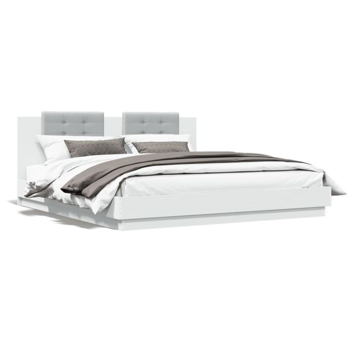 Bed Frame with Headboard White 160x200 cm Engineered Wood