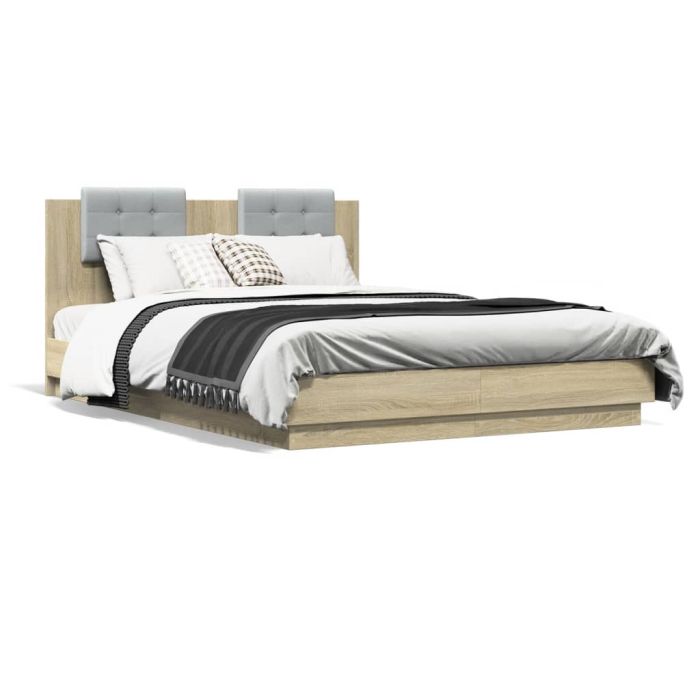 Bed Frame with Headboard Sonoma Oak 120x200 cm Engineered Wood