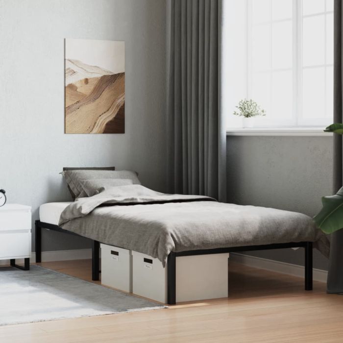 Metal Bed Frame Black 100x200 cm