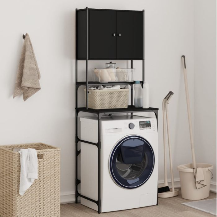 Washing Machine Cabinet Black 68x48.5x194 cm