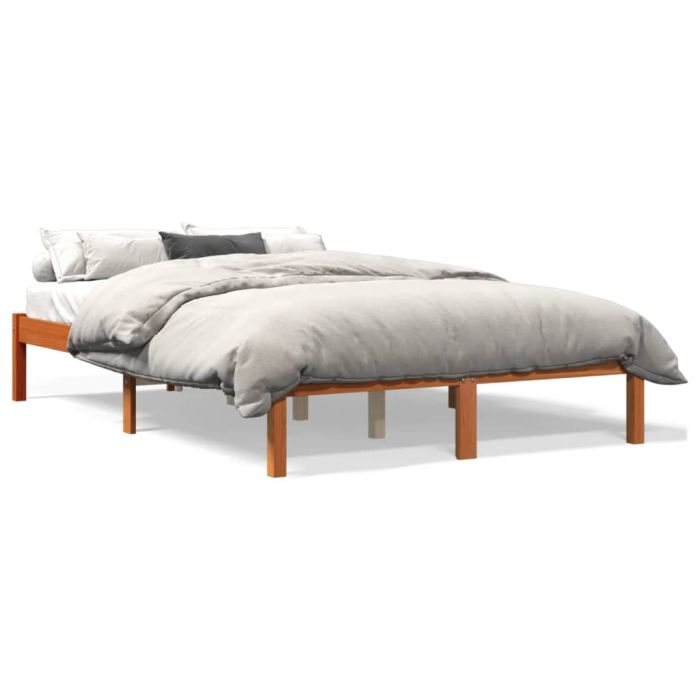 Bed Frame Wax Brown 140x200 cm Solid Wood Pine