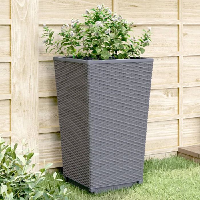 Garden Planters 4 pcs Grey 32.5x32.5x57 cm PP