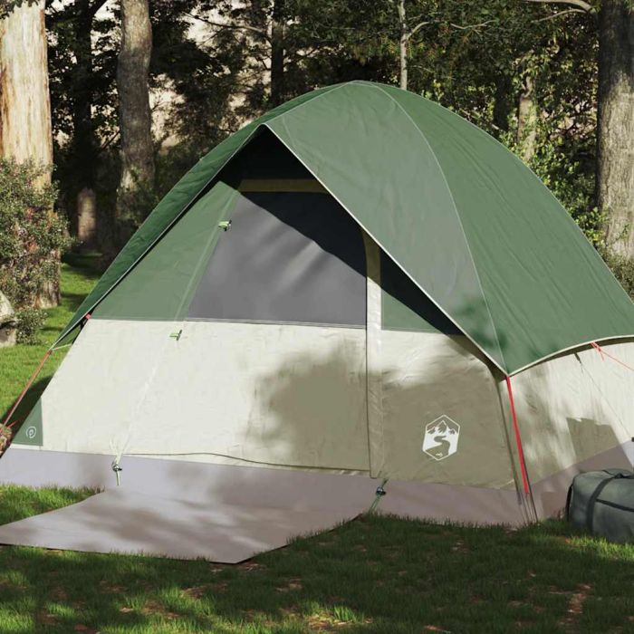 Camping Tent Dome 4-Person Green Waterproof