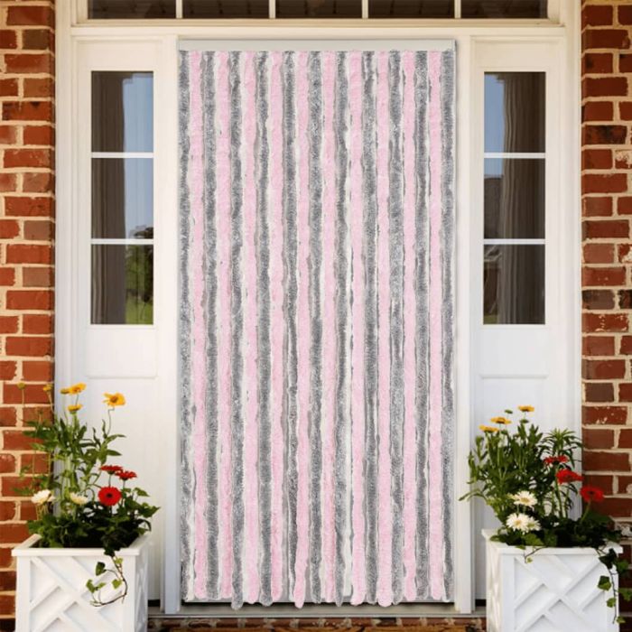 Fly Curtain Silver Grey and Pink 90x200 cm Chenille