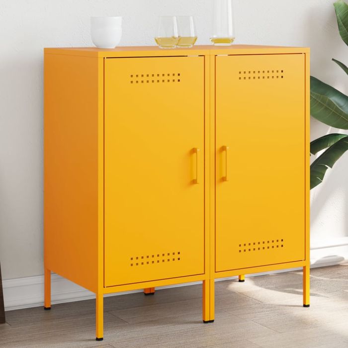 Sideboards 2 pcs Mustard Yellow 36x39x79 cm Steel