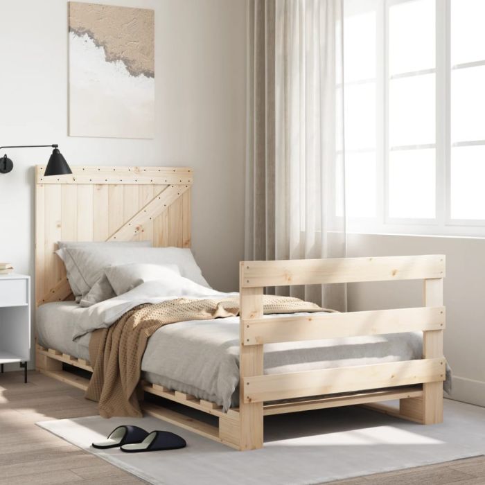 Bedframe with Headboard 90x200cm Solid Wood