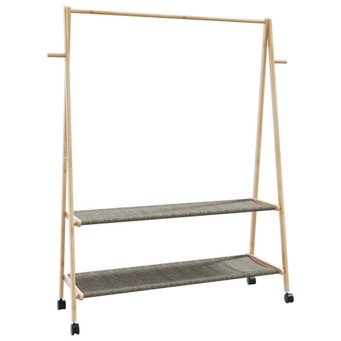 Clothes Rack with Shelves and Wheels 132x45.5x155.5 cm Bamboo