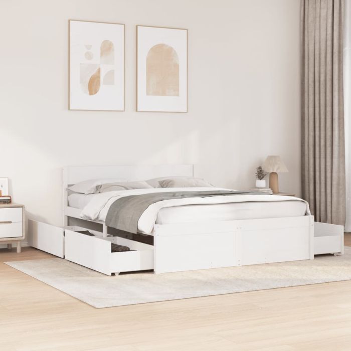 Bedframe White 160x200cm Solid Wood Pine