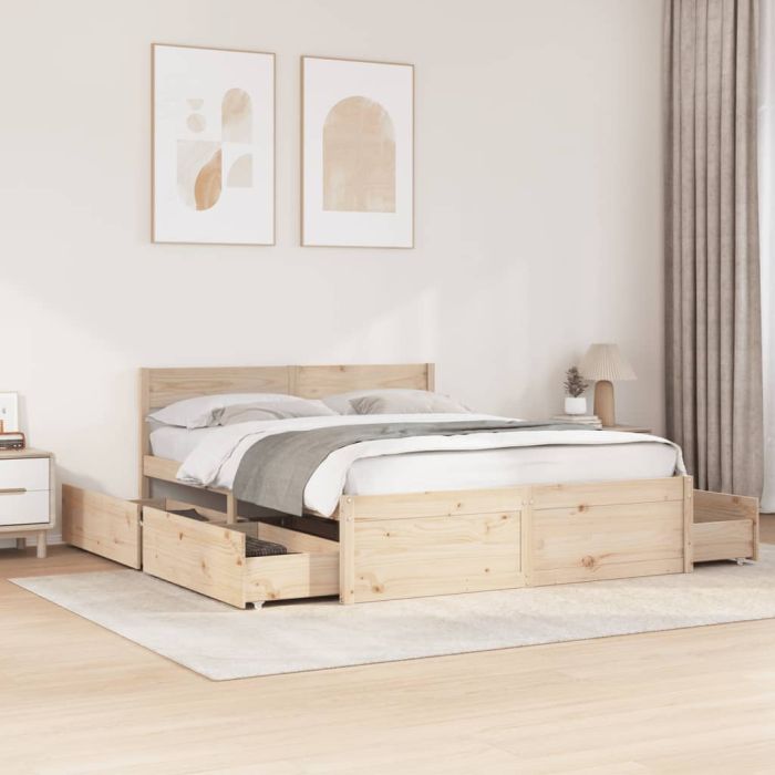 Bedframe 150x200cm King Size Solid Wood Pine