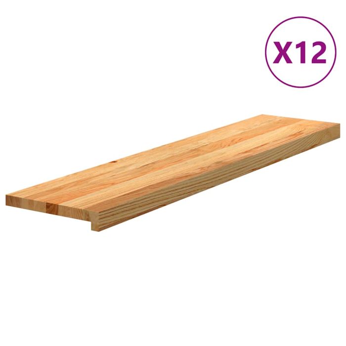 Stair Treads 12 Pieces Light Brown 110x30x2 cm Solid Wood Oak