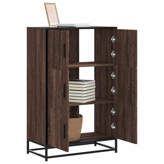 Highboard Brown Oak 68x35x106.5 cm Engineered Wood and Metal