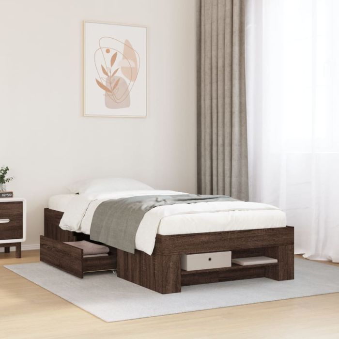Bedframe Brown Oak 90x200cm Engineered Wood