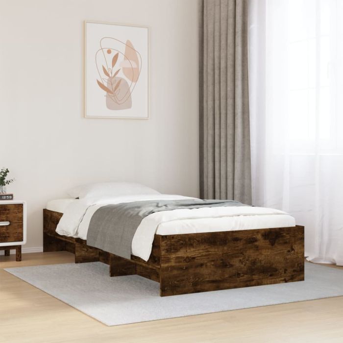 Bedframe Smoked Oak 90x190cm Single Engineered Wood