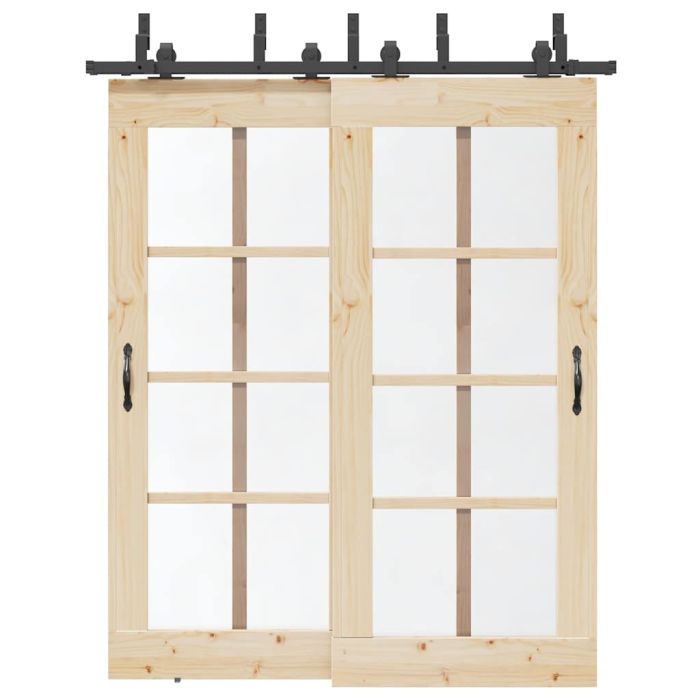 Sliding Door Hardware Kit 183 cm Steel Black