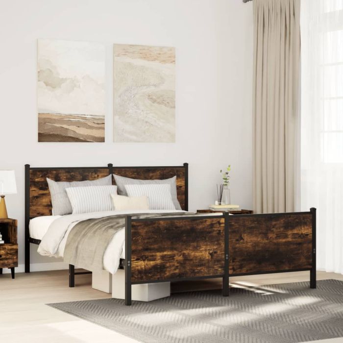 Metal Bedframe Smoked Oak 150x200cm King Size