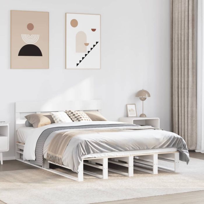 Bedframe White 140x190cm Solid Wood Pine