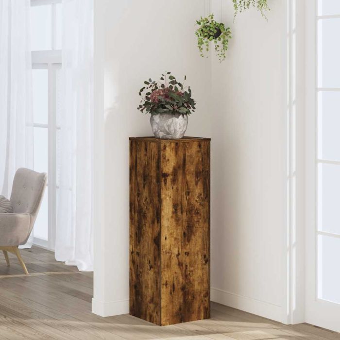BEOAK Plant Stand Smoked 33x33x100 cm Wooden - Oak