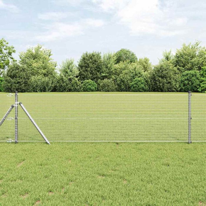 Welded Wire Fence with 7 Posts 0.4x10 m Galvanised Steel