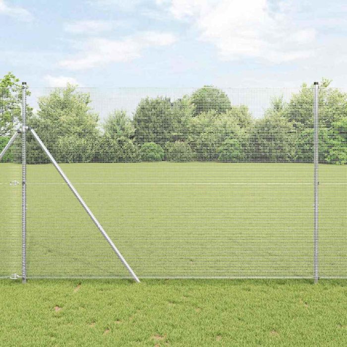Welded Wire Fence with 13 Posts 1.5x50 m Galvanised Steel