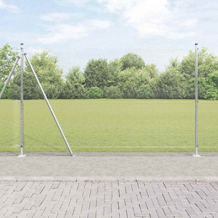 Welded Wire Fence with 13 Flanged Posts 1.5x50 m Galvanised Steel