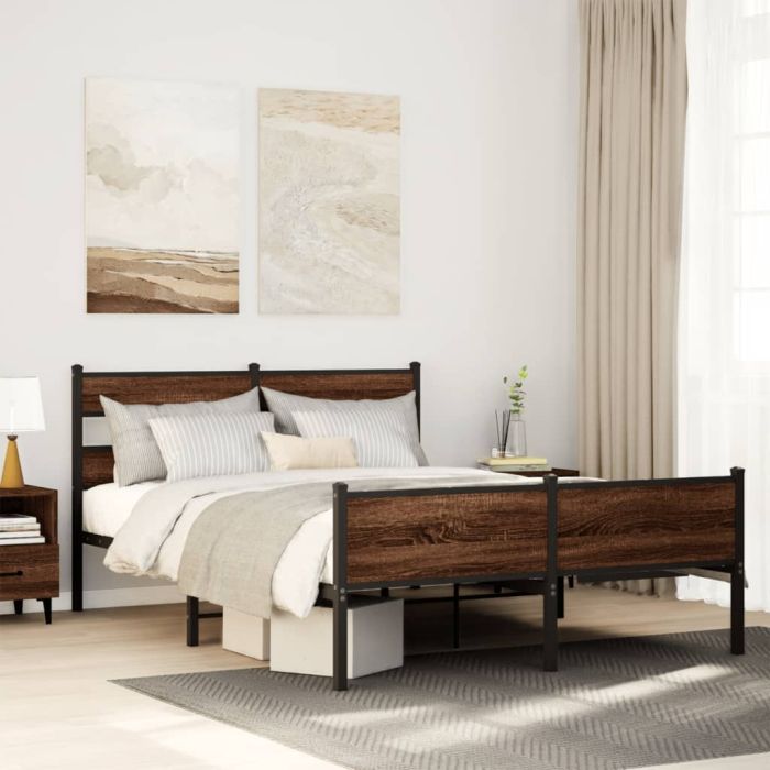 Metal Bedframe Brown Oak 160x200cm