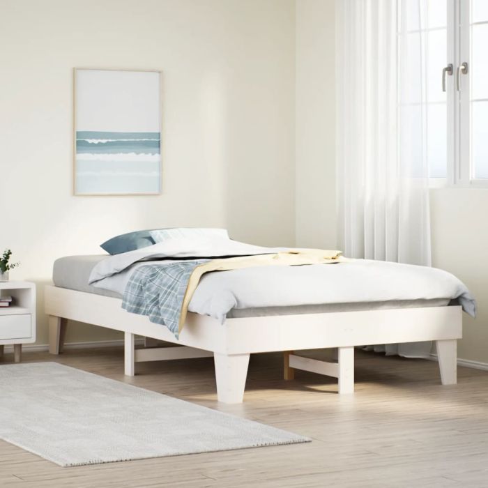 Bedframe White 120x200cm Solid Wood Pine
