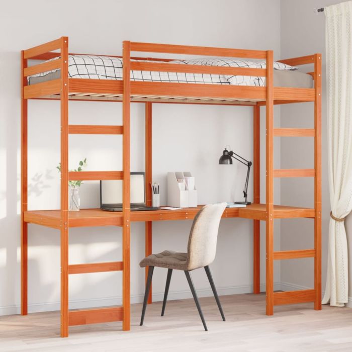 Loft Bedframe Wax Brown 75x190cm Small Single Solid Wood Pine
