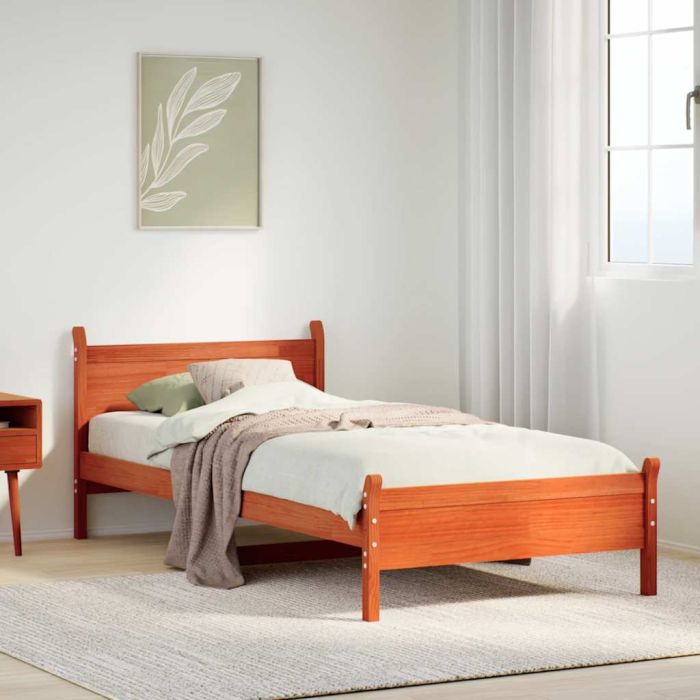 Bedframe Wax Brown 75x190cm Small Single Solid Wood Pine