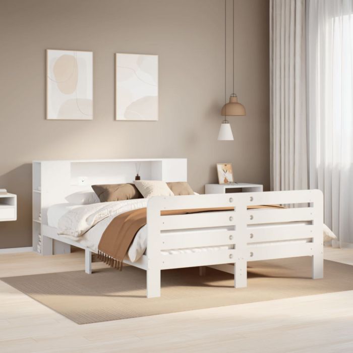 Bedframe White 150x200cm King Size Solid Wood Pine