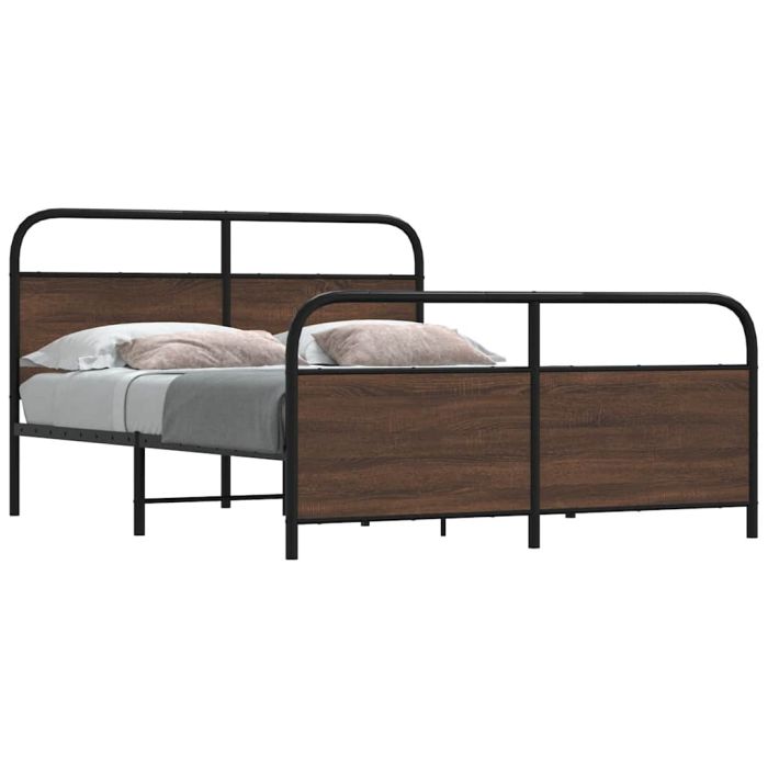 Metal Bedframe Brown Oak 150x200cm King Size